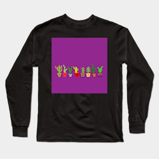 Cactus sobre morado Long Sleeve T-Shirt